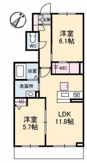 シャーメゾン瀬戸(2LDK/1階)の間取り写真
