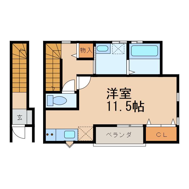 クラウンハイツ宮前II(ワンルーム/2階)の間取り写真