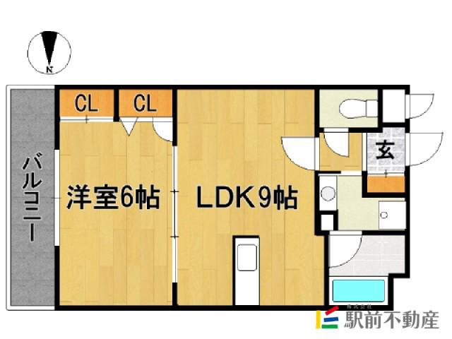 アミティエ美野島(1LDK/6階)の間取り写真