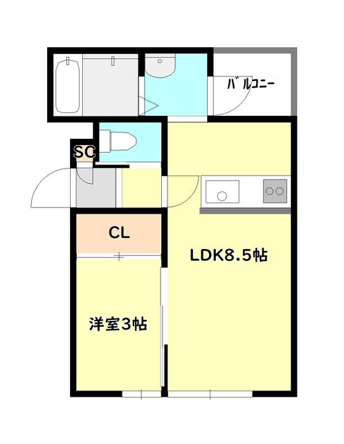 ENAM南笹口(1LDK/3階)の間取り写真