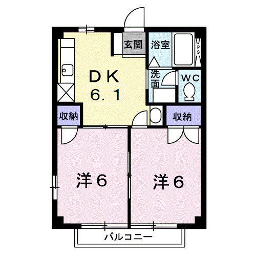 グリーンアーバンハイツ1(2DK/1階)の間取り写真