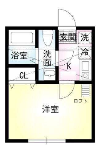 ヴェラハイツハイツ白楽二番館(1K/2階)の間取り写真