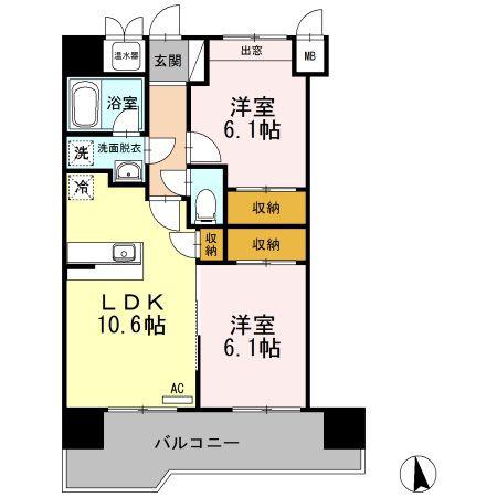 COSMO CITY(2LDK/6階)の間取り写真