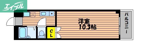 ピエタテール南方 S棟(1K/2階)の間取り写真