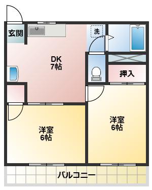 レルミーピア(2DK/2階)の間取り写真