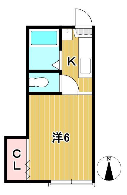 くがやコーポ E(1K/2階)の間取り写真