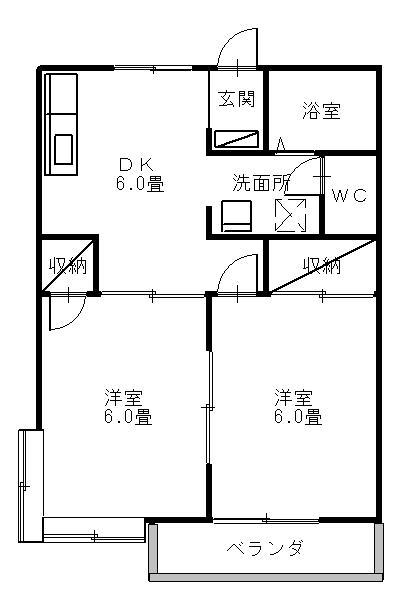 代栄パレスNO.28(2DK/2階)の間取り写真
