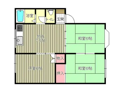 亀松ハイツIIA(3DK/2階)の間取り写真