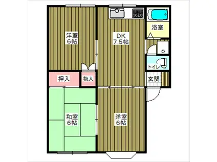 亀松ハイツIIA(3DK/2階)の間取り写真