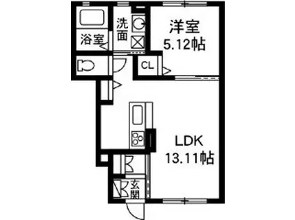 シャーメゾン アルト・プエンテ(1LDK/1階)の間取り写真