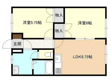 パンプェール南佃C棟(2LDK/2階)の間取り写真