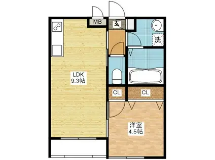 SIGNPOST柳田町(1LDK/1階)の間取り写真