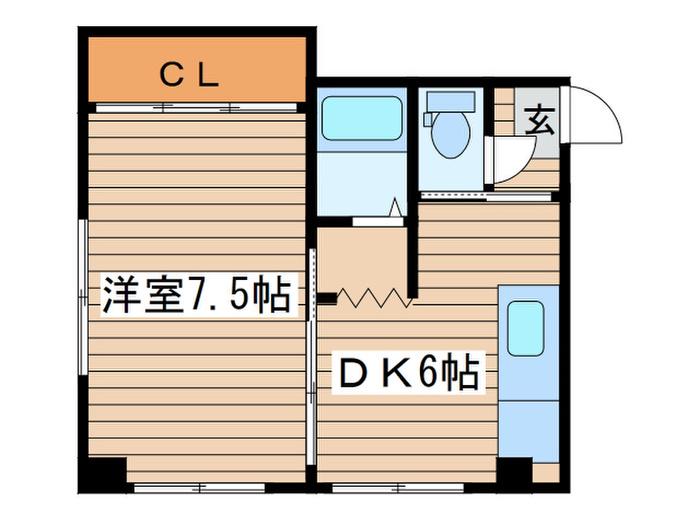大石ビル(1DK/4階)の間取り写真
