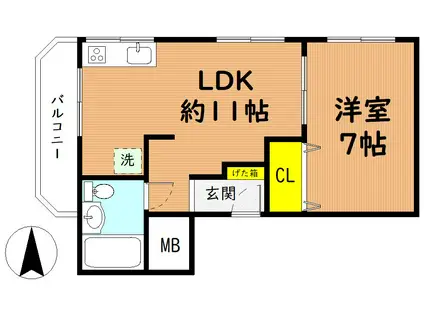 くさかマンション(1LDK/3階)の間取り写真