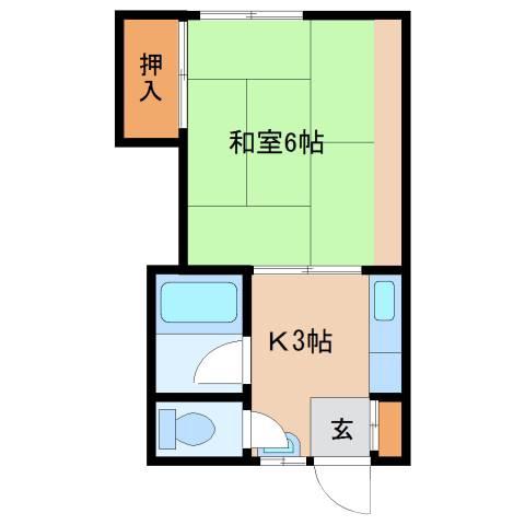 松田荘(1K/2階)の間取り写真