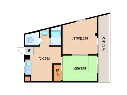 大和マンション(2DK/2階)の間取り写真