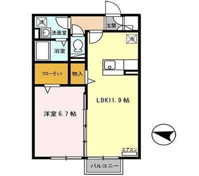 ブレジオ八橋(1LDK/2階)の間取り写真