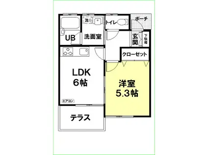 アーバニズム61A(1LDK/1階)の間取り写真