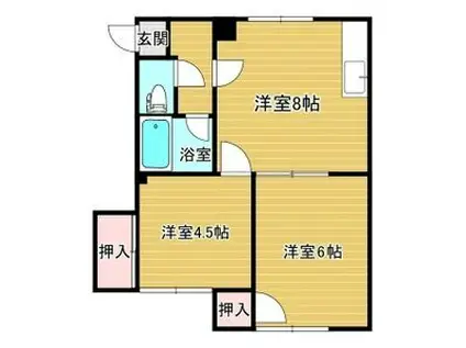 フジハウスII(2DK/2階)の間取り写真