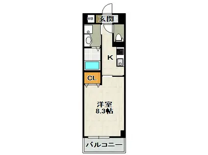 パークサイド宝塚(1K/2階)の間取り写真