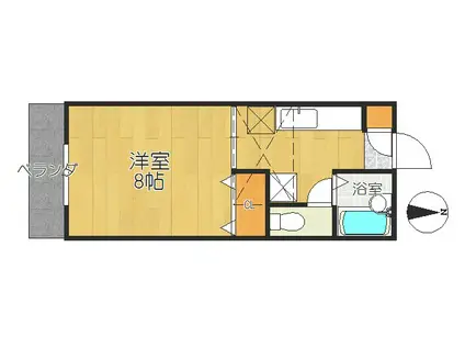 仙台市地下鉄東西線 連坊駅 徒歩5分 2階建 築28年(1K/2階)の間取り写真