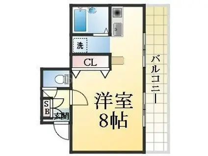 幸栄荘(ワンルーム/4階)の間取り写真