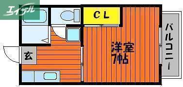 プリエール新屋敷(1K/1階)の間取り写真