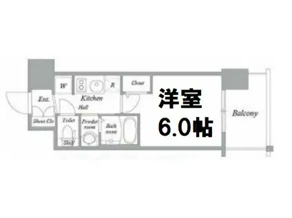エステムコート大阪ウエストII(1K/13階)の間取り写真