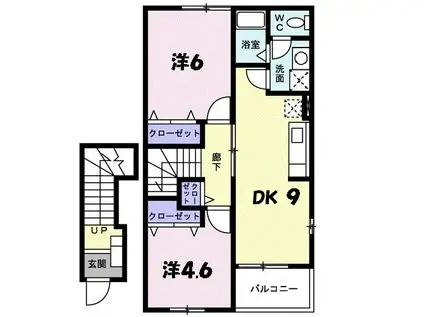 フローラリア・ドムス(2DK/2階)の間取り写真