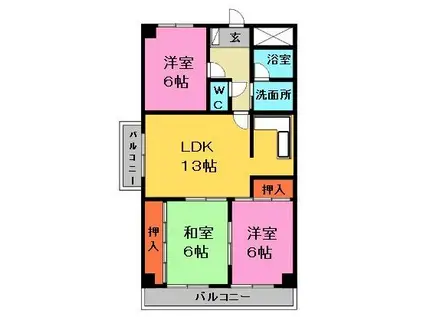 スクエア25(3LDK/5階)の間取り写真