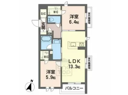 ルーエ南桜塚(2LDK/2階)の間取り写真