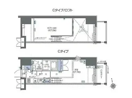 ZOOM六本木(1K/3階)の間取り写真