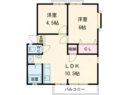 新栄プロパティー島泉II A棟(2LDK/2階)の間取り写真