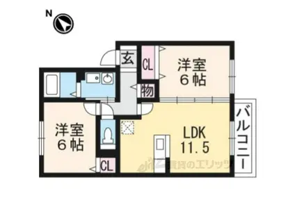 セジュールアースマーシⅣ(2LDK/1階)の間取り写真