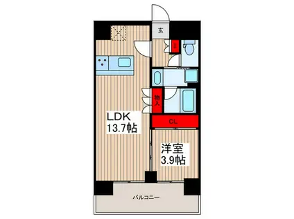 ミライズ東京イーストアネックス(1LDK/2階)の間取り写真