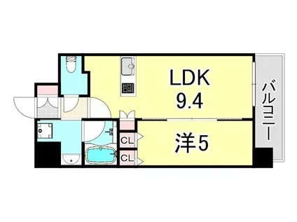 プレサンス昭和通ESRISE(1LDK/6階)の間取り写真