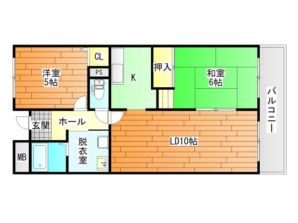 メゾンドゥボヌール(2LDK/1階)の間取り写真