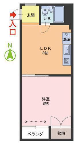 レジデンス東部(1LDK/2階)の間取り写真
