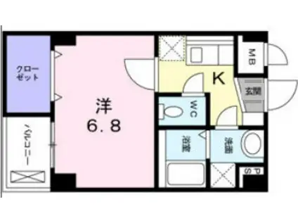 KONTI松野(1K/2階)の間取り写真