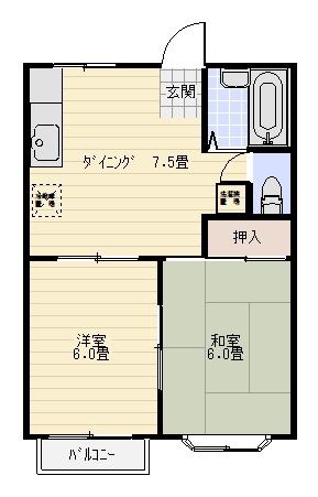 パークハイツ・YONO(2DK/1階)の間取り写真