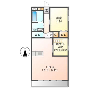 ミヨシハイツ(1LDK/2階)の間取り写真