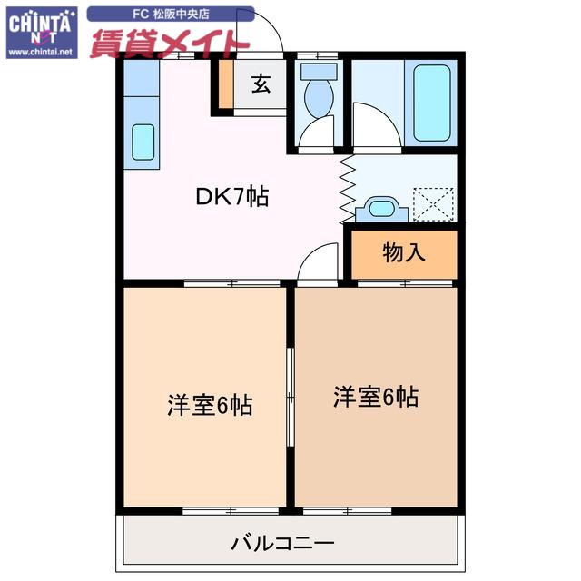 フラワーハイツ(2DK/1階)の間取り写真