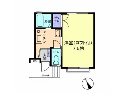 信開セルーラ大町(1K/1階)の間取り写真