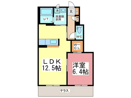 クリア灯明寺(1LDK/1階)の間取り写真