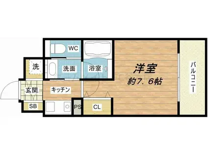 ジュネーゼ・グラン心斎橋東(1K/2階)の間取り写真