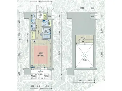エステムコート新大阪Vソレックス(1K/11階)の間取り写真
