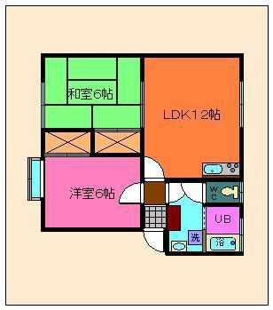 大町マンション(2LDK/1階)の間取り写真