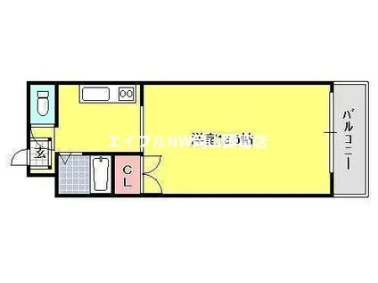 ジェントリィ蕃山(1K/4階)の間取り写真