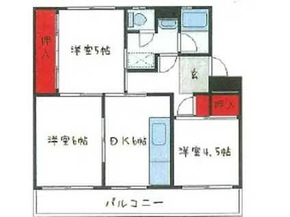 ヴェラナーリ千代田(3DK/1階)の間取り写真