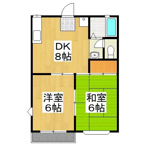 シャトレイーストB(2DK/1階)の間取り写真